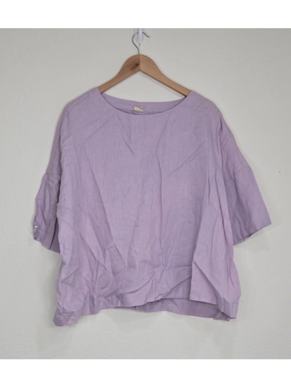 Lintico Shirt Womens Purple High Neck 100% Linen Top Size L